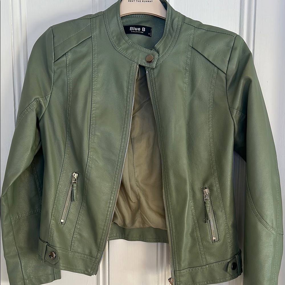 Blue B Olive Green Faux Leather Jacket